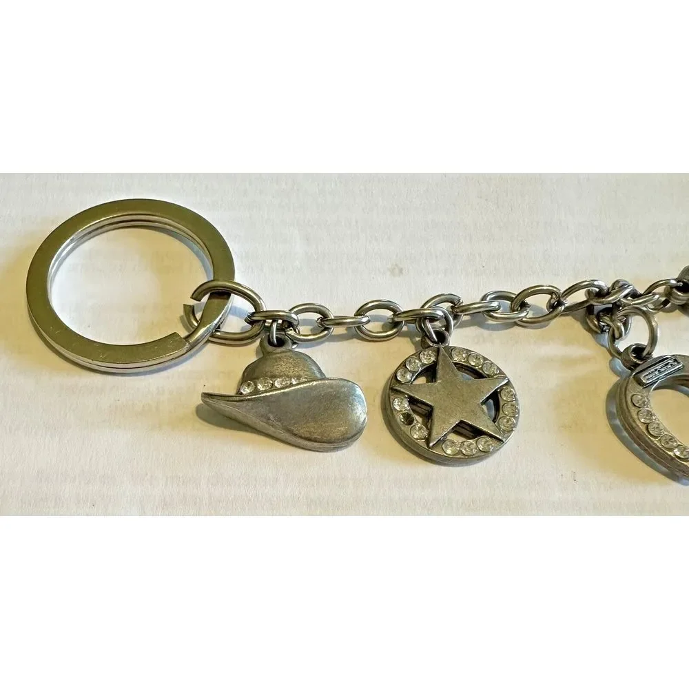 Vintage Western Style Pewter Key Chain Multi-Figure